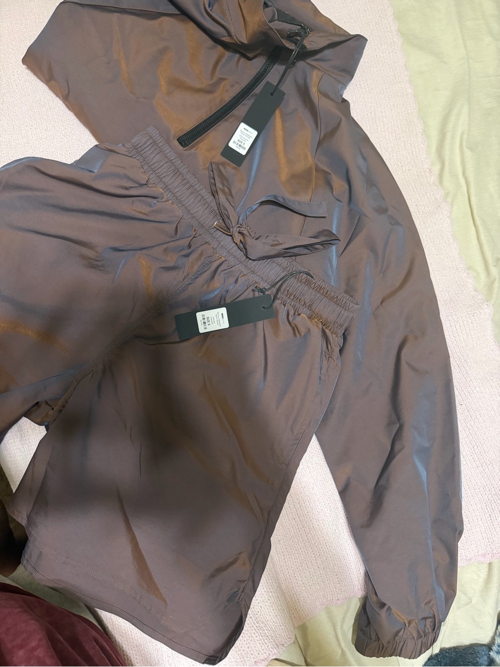 Fashion Nova Brown Hooded Short Set. Stormy Iridescent
